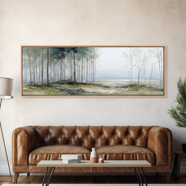 Modern Scandinavian Forest Canvas Print, Above Sofa Art, Fine Art Print, Living Room Decor, Fine Art, Statement, ASA-3x1-31