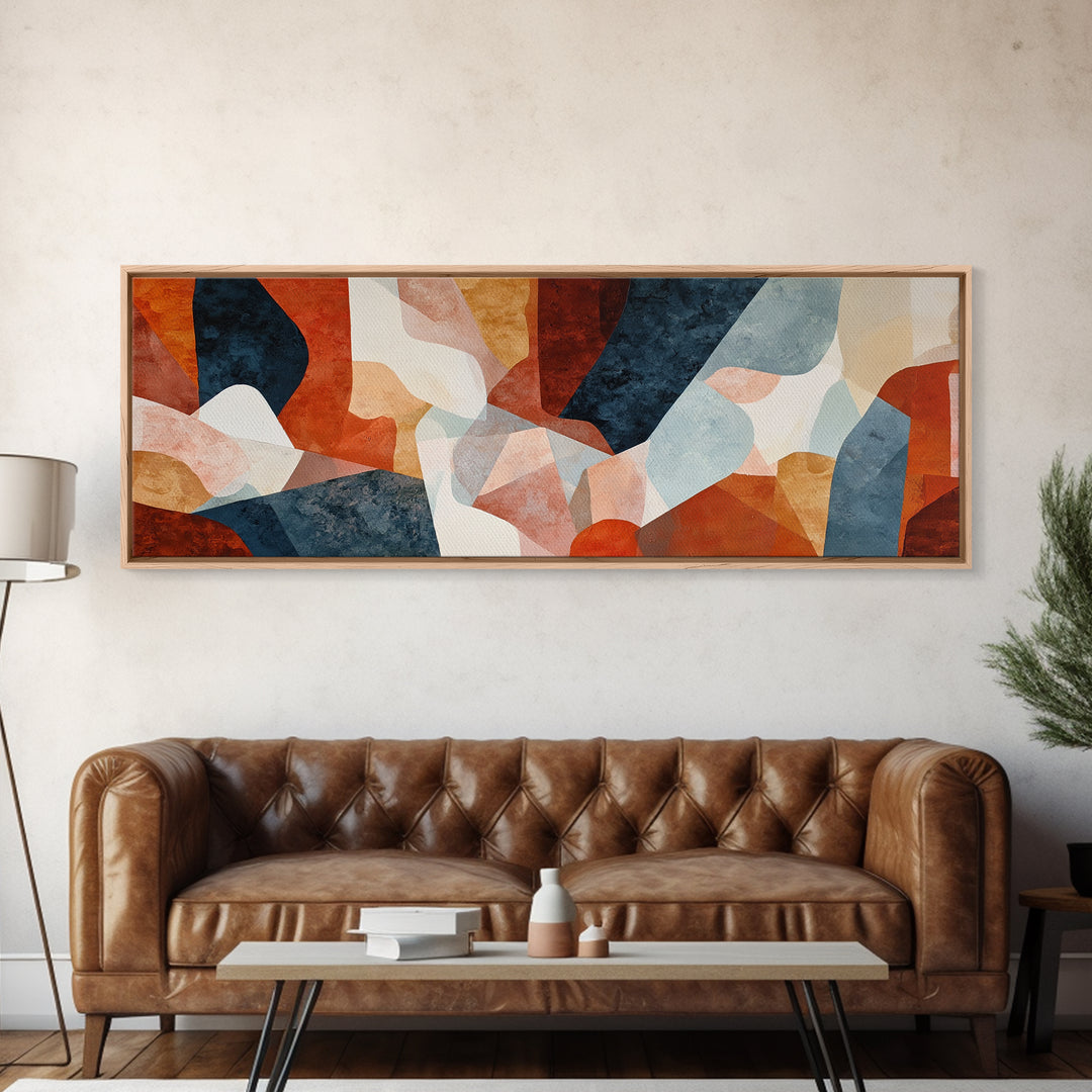 Bold Navy and Ivory Abstract Brushwork Canvas Print, Above Sofa Art, Printable Wall Art, Living Room Decor, Fine Art, Statement, ASA-3x1-34