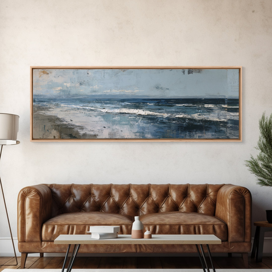 Moody Seascape at Twilight Canvas Print, Above Sofa Art, Set of 3 Prints, Living Room Decor, Watercolor Art, Statement, ASA-3x1-4