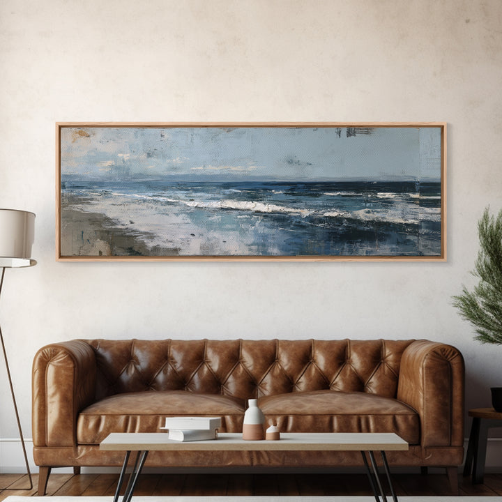 Moody Seascape at Twilight Canvas Print, Above Sofa Art, Set of 3 Prints, Living Room Decor, Watercolor Art, Statement, ASA-3x1-4