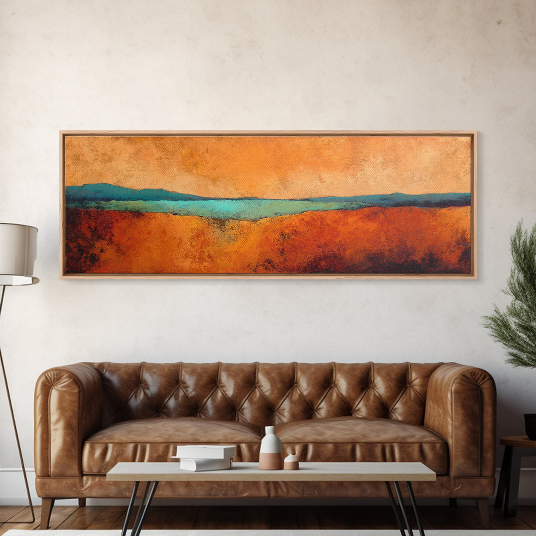 Abstract Canyon Landscape Framed Canvas Print, Above Sofa Art, Contemporary Art, Living Room Decor, Fine Art, Statement, ASA-3x1-47