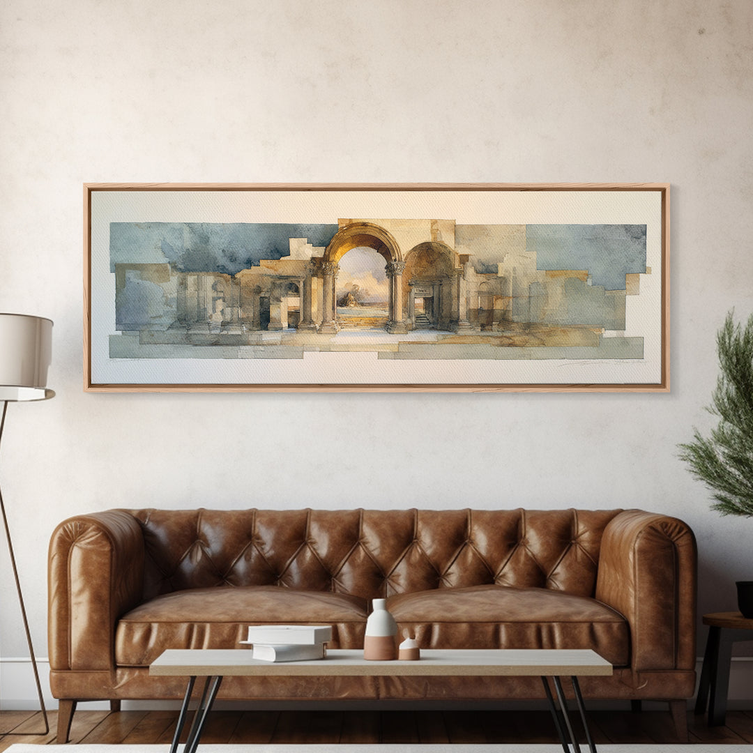 Architectural Arch Study Canvas Print, Above Sofa Art, Horizontal Wall Art, Living Room Decor, Abstract Art, Statement, ASA-3x1-49