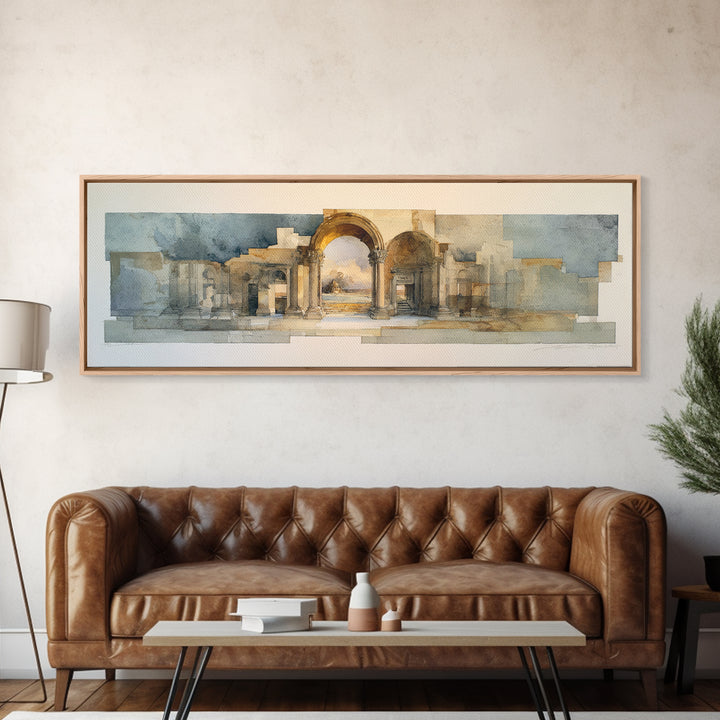Architectural Arch Study Canvas Print, Above Sofa Art, Horizontal Wall Art, Living Room Decor, Abstract Art, Statement, ASA-3x1-49