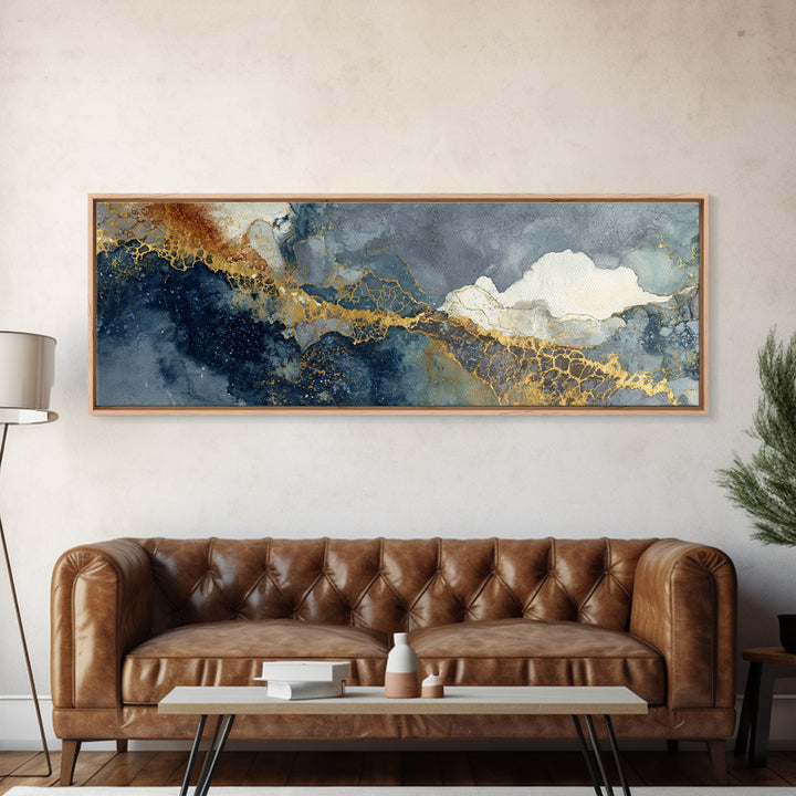 Textured Plaster Abstract Framed Canvas Print, Above Sofa Art, Wall Art, Living Room Decor, Statement, Horizontal Wall Art, ASA-3x1-51