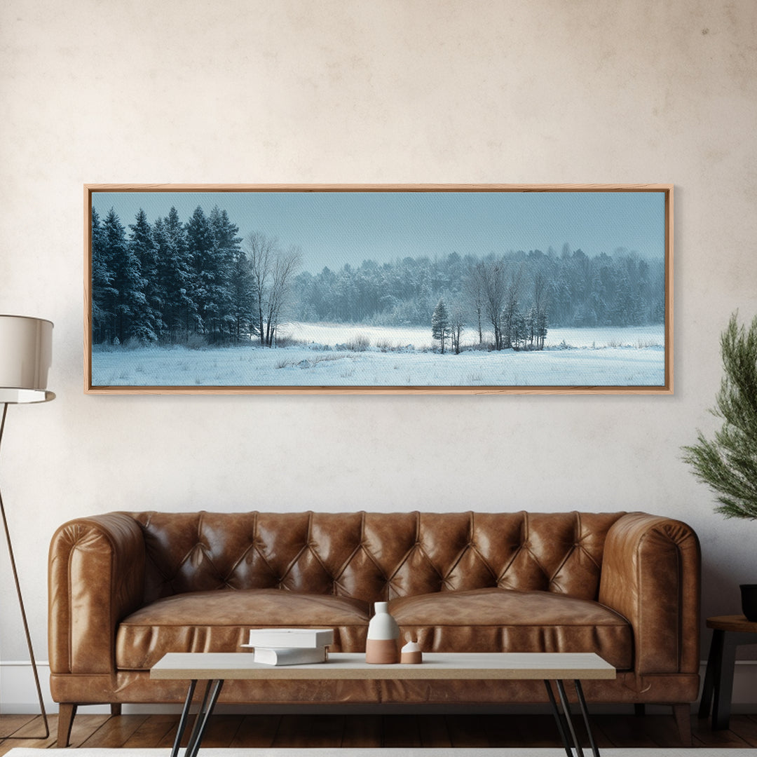 Modern Scandinavian Forest Framed Canvas Print, Above Sofa Art, Room Decor, Living Room Decor, Oil Painting, Statement, ASA-3x1-55