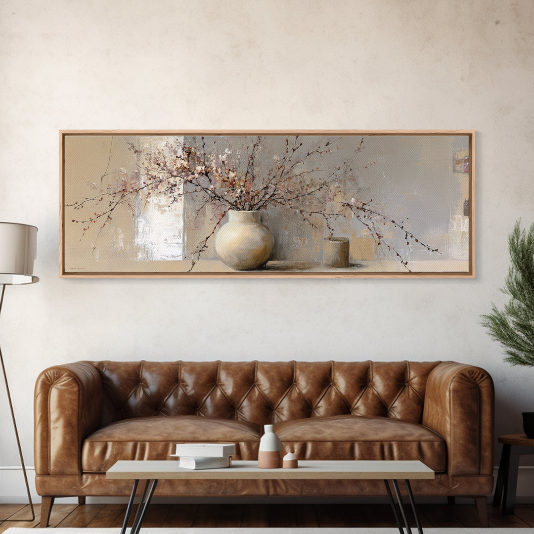 Large Neutral Still Life Canvas Print, Above Sofa Art, Canvas Print, Living Room Decor, Fine Art, Statement, Botanical Wall Art, ASA-3x1-6