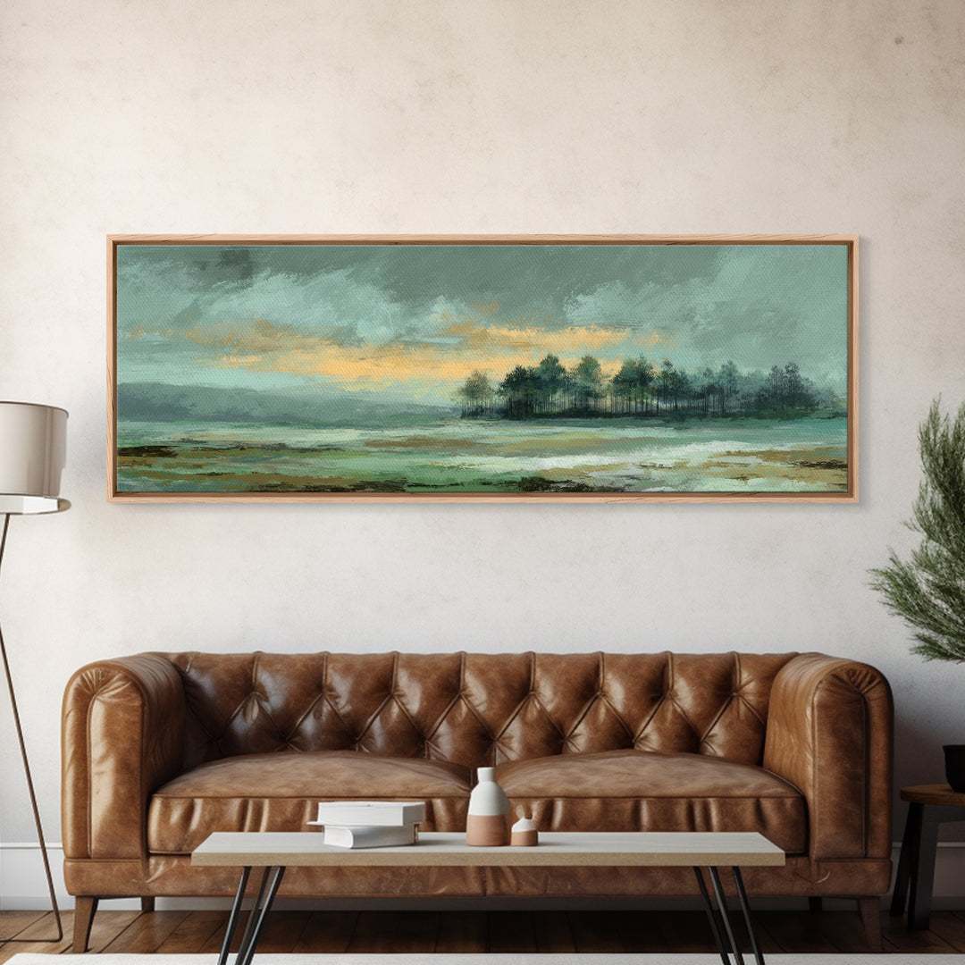 Gallery Style Landscape with Expansive Negative Space Canvas Print, Above Sofa Art, Statement Artwork, Living Room Decor, ASA-3x1-64