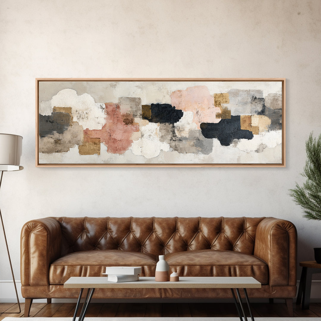 Large Modern Organic Shapes Canvas Print, Above Sofa Art, Abstract Wall Art, Living Room Decor, Abstract Art, Statement, ASA-3x1-66