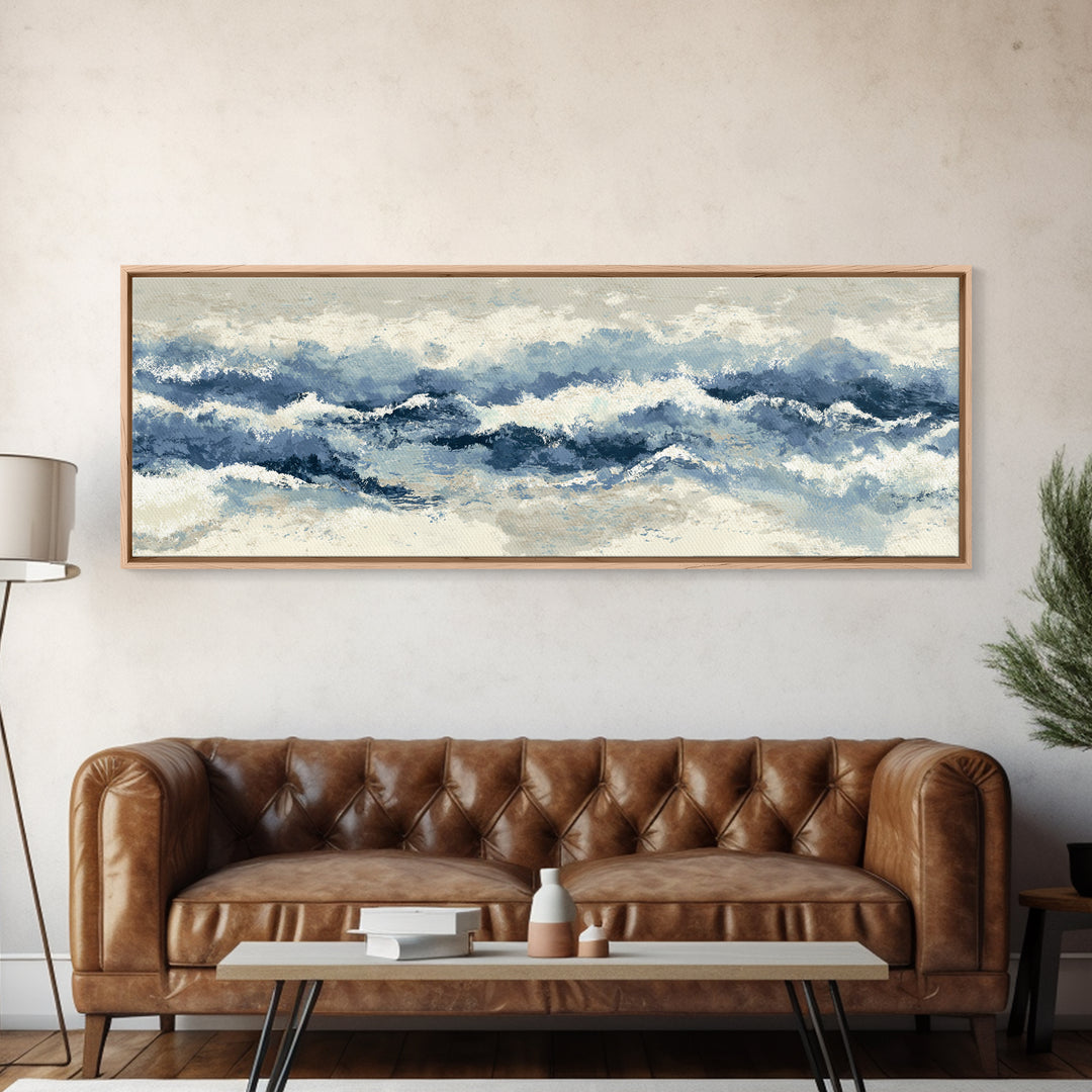 Panoramic Coastal Shoreline from an Aerial View Canvas Print, Above Sofa Art, Large Wall Art, Living Room Decor, Statement, ASA-3x1-67