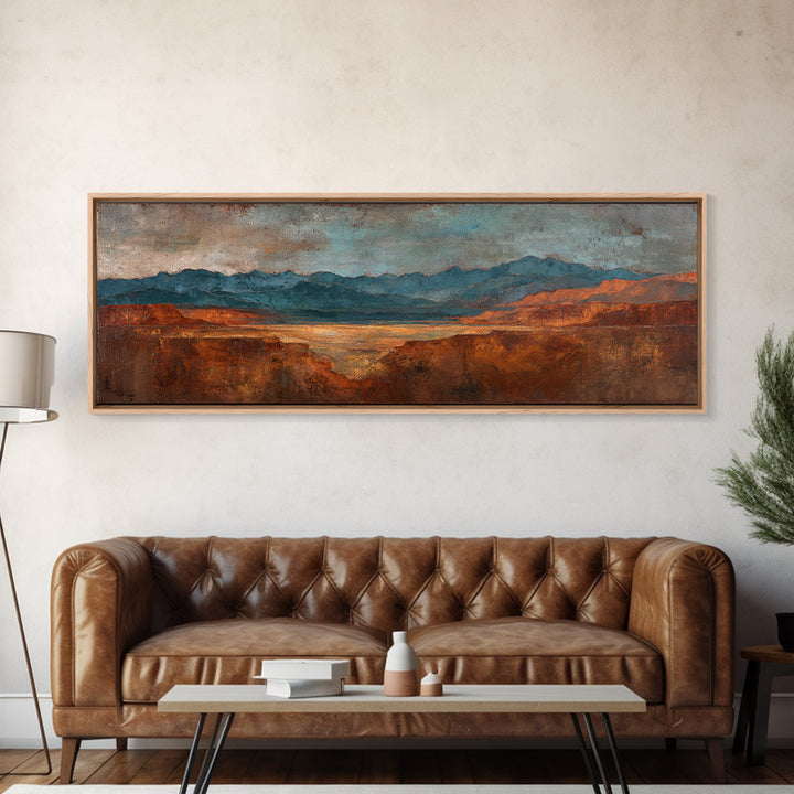 Abstract Canyon Landscape Canvas Print, Above Sofa Art, Framed Wall Art, Living Room Decor, Oil Painting, Statement, ASA-3x1-71