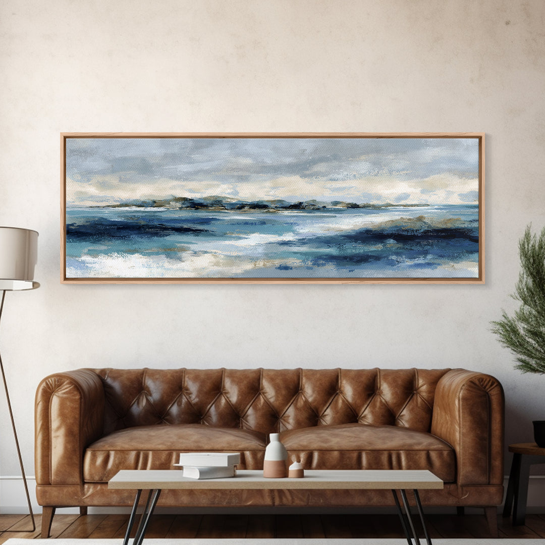 Moody Seascape at Twilight Canvas Print, Above Sofa Art, Contemporary Art, Living Room Decor, Statement, Boho Wall Art, ASA-3x1-76