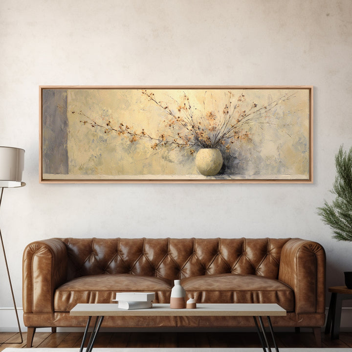 Large Neutral Still Life Canvas Print, Above Sofa Art, Textured Painting, Living Room Decor, Oil Painting, Statement, ASA-3x1-78