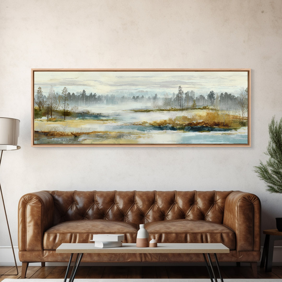 Modern Scandinavian Forest Framed Canvas Print, Above Sofa Art, Textured Wall Art, Living Room Decor, Fine Art, Statement, ASA-3x1-79