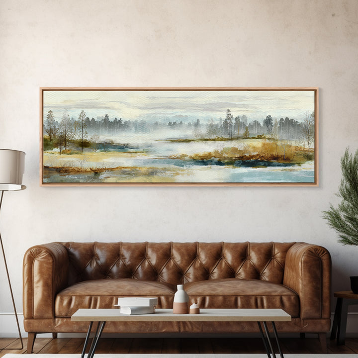 Modern Scandinavian Forest Framed Canvas Print, Above Sofa Art, Textured Wall Art, Living Room Decor, Fine Art, Statement, ASA-3x1-79