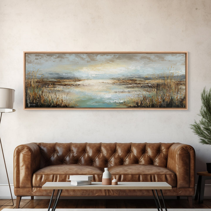 Oversized Abstract Landscape Framed Canvas Print, Above Sofa Art, Above Bed Decor, Living Room Decor, Fine Art, Statement, ASA-3x1-89