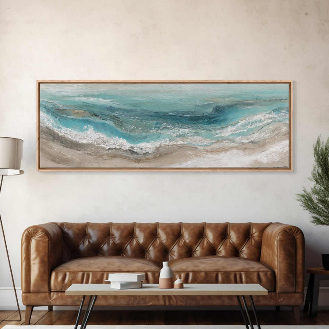 Panoramic Coastal Shoreline from an Aerial View Canvas Print, Above Sofa Art, Botanical Wall Art, Living Room Decor, Statement, ASA-3x1-91