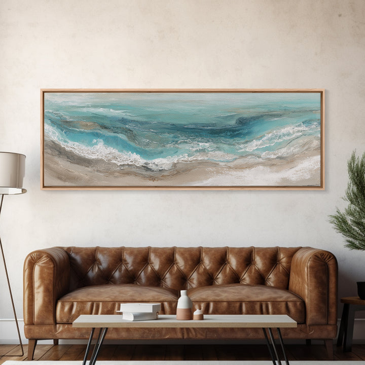 Panoramic Coastal Shoreline from an Aerial View Canvas Print, Above Sofa Art, Botanical Wall Art, Living Room Decor, Statement, ASA-3x1-91