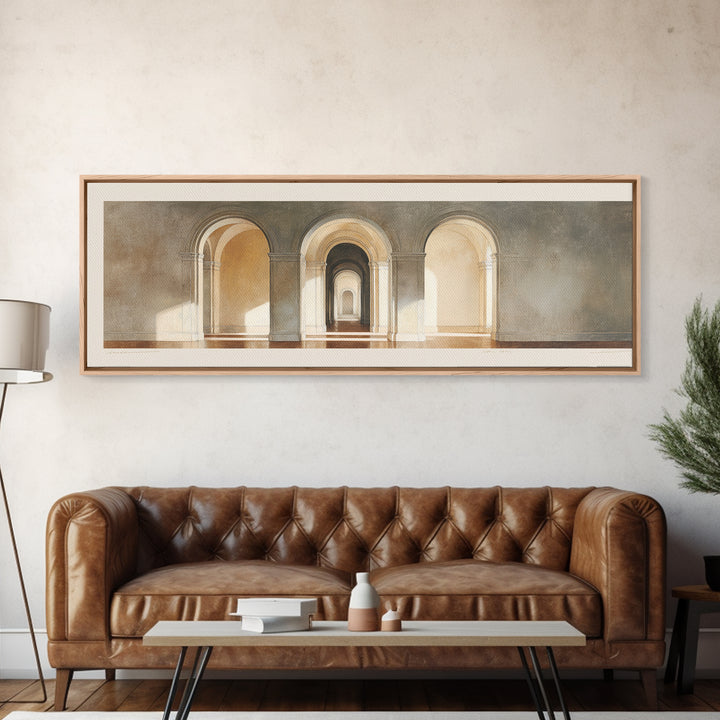 Architectural Arch Study Canvas Print, Above Sofa Art, Japandi Wall Art, Living Room Decor, Watercolor Art, Statement, ASA-3x1-97