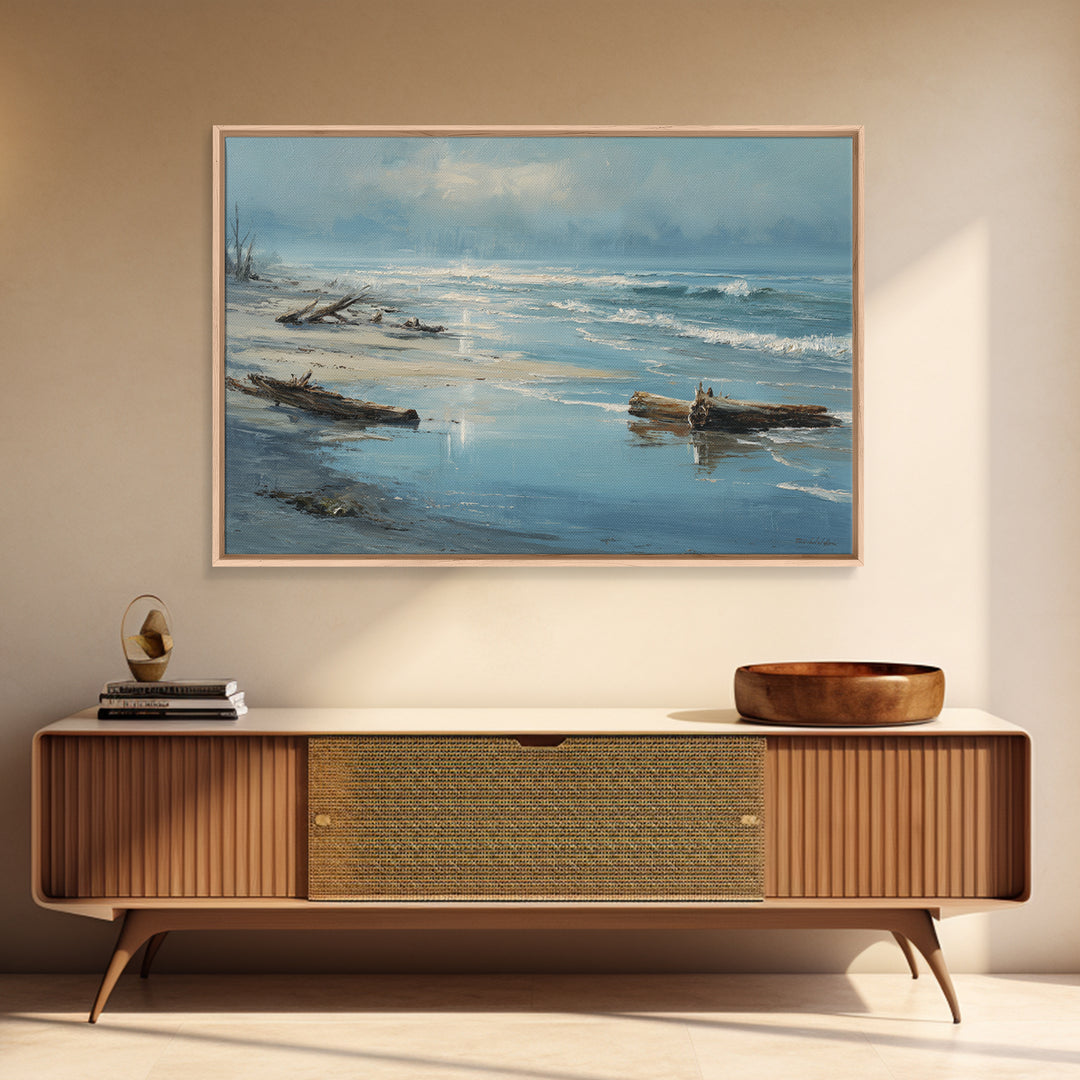 Moody Seascape at Twilight Canvas Print, Above Sofa Art, Large Wall Art, Living Room Decor, Watercolor Art, Statement, ASA-3x2-16