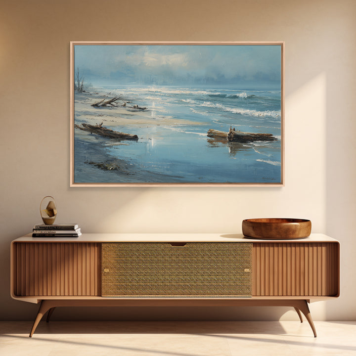 Moody Seascape at Twilight Canvas Print, Above Sofa Art, Large Wall Art, Living Room Decor, Watercolor Art, Statement, ASA-3x2-16