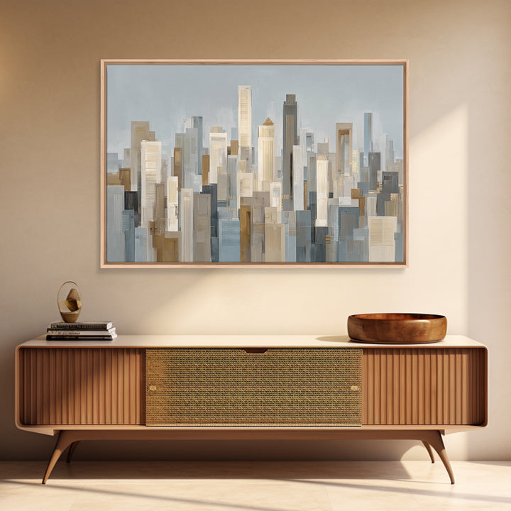 Quiet City Skyline Reduced to Elegant Shapes Canvas Print, Above Sofa Art, Minimalist Decor, Living Room Decor, Statement, ASA-3x2-2
