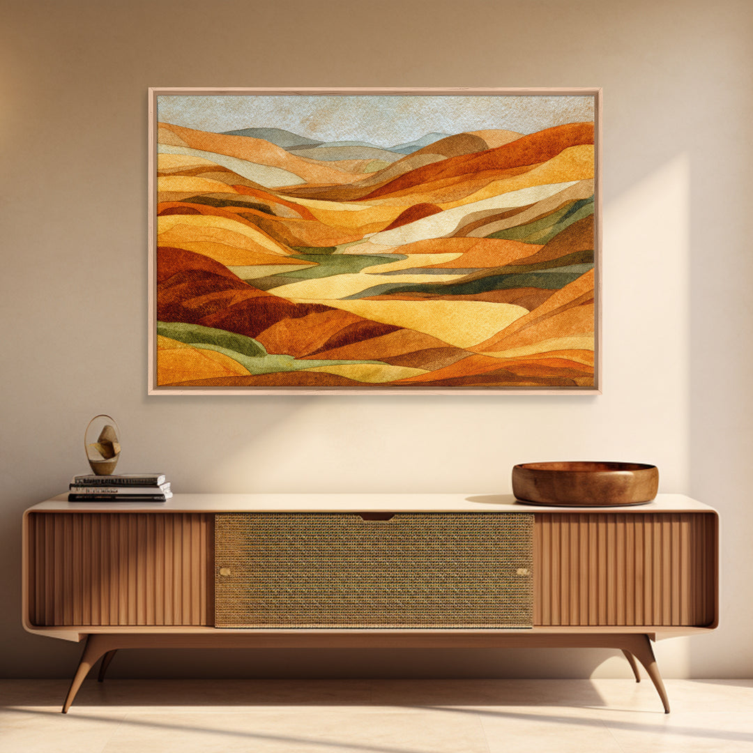 Quiet City Skyline Reduced to Elegant Shapes Canvas Print, Above Sofa Art, Living Room Decor, Abstract Art, Statement, ASA-3x2-26