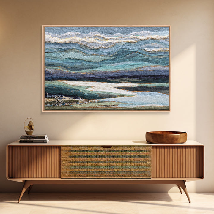 Abstract River Bends Framed Canvas Print, Above Sofa Art, Farmhouse Decor, Living Room Decor, Statement 527, Piece Wall Art, ASA-3x2-27