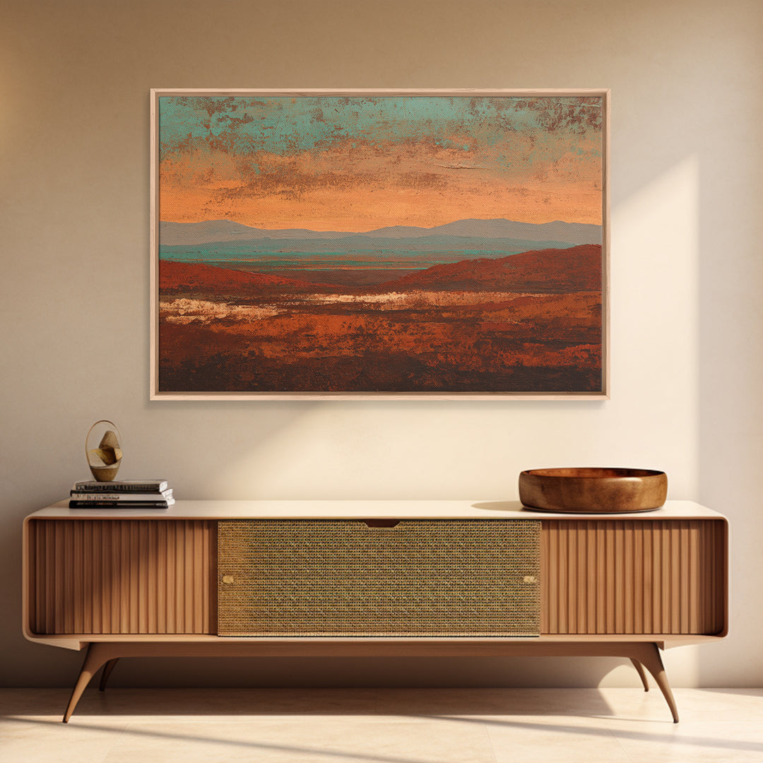 Abstract Canyon Landscape Framed Canvas Print, Above Sofa Art, Watercolor Painting, Living Room Decor, Fine Art, Statement, ASA-3x2-35