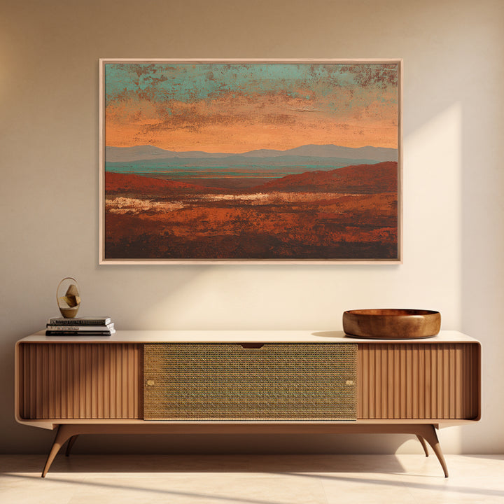 Abstract Canyon Landscape Framed Canvas Print, Above Sofa Art, Watercolor Painting, Living Room Decor, Fine Art, Statement, ASA-3x2-35