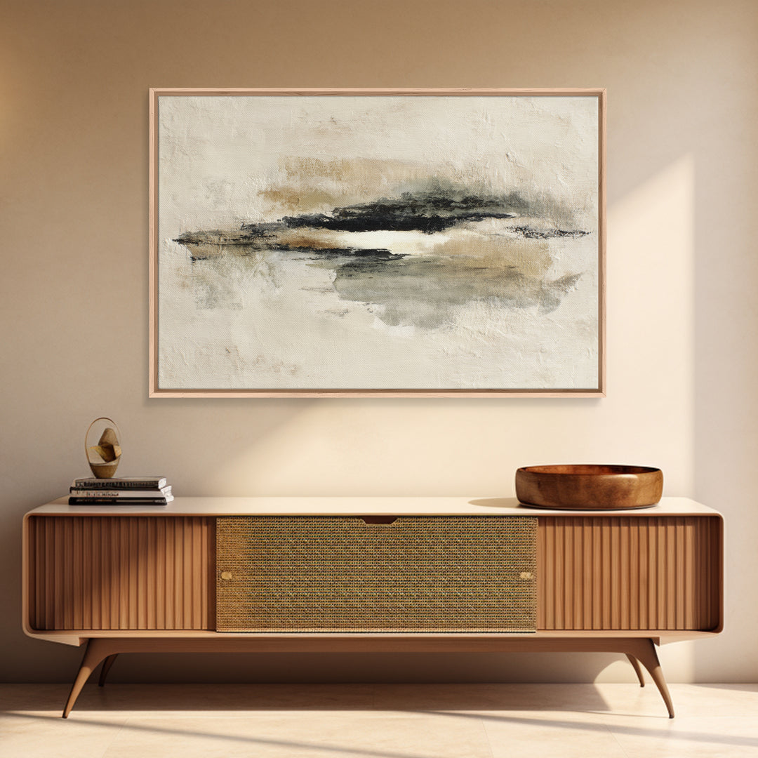 Minimal Black Ink Composition Framed Canvas Print, Above Sofa Art, Living Room Decor, Fine Art, Statement 536, Set of Prints, ASA-3x2-36