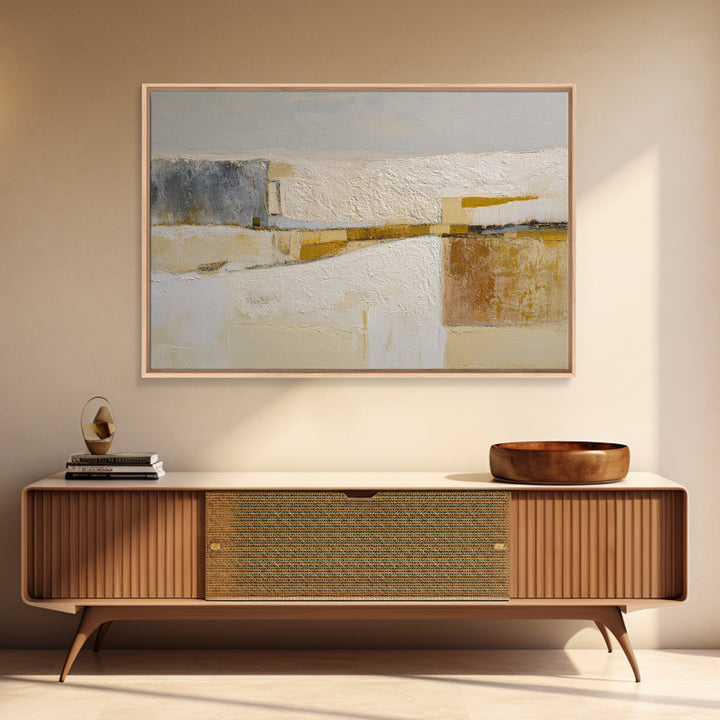 Luxury Monochrome Stone Composition Framed Canvas Print, Above Sofa Art, Minimalist Wall Art, Living Room Decor, Oil Painting, ASA-3x2-47