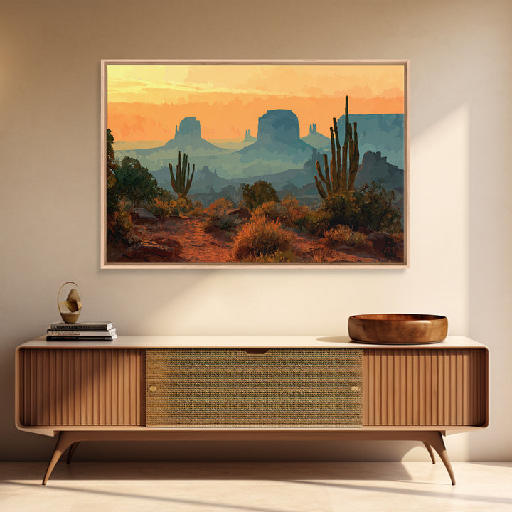 Desert Mesa Panorama Canvas Print, Above Sofa Art, Boho Wall Art, Living Room Decor, Fine Art, Statement, Japandi Wall Art, ASA-3x2-48