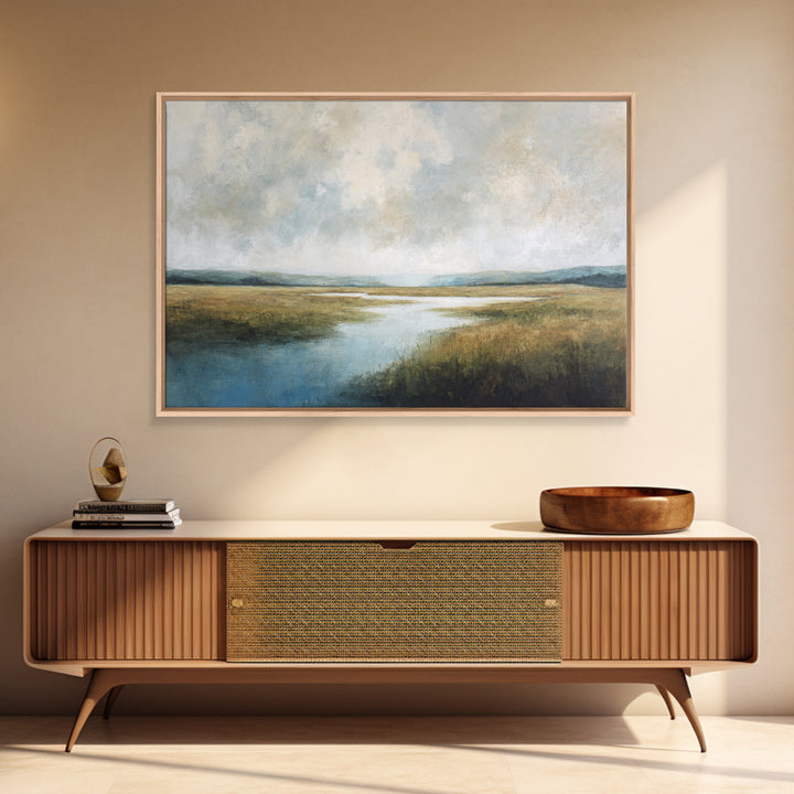 Oversized Abstract Landscape Framed Canvas Print, Above Sofa Art, Boho Wall Art, Living Room Decor, Oil Painting, Statement, ASA-3x2-5