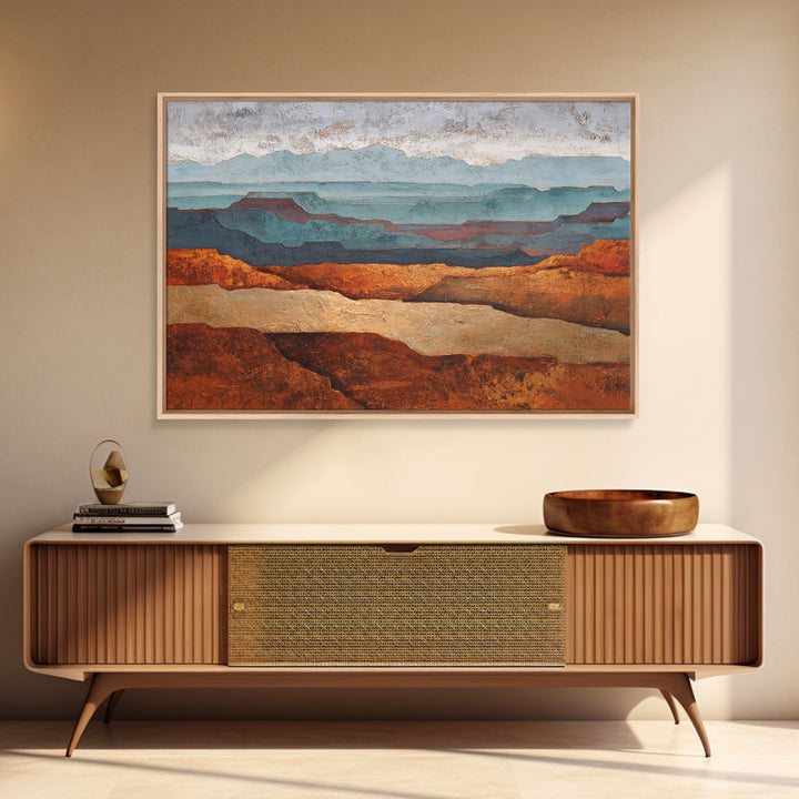 Abstract Canyon Landscape Framed Canvas Print, Above Sofa Art, Modern Art, Living Room Decor, Fine Art, Statement, Art Print, ASA-3x2-59