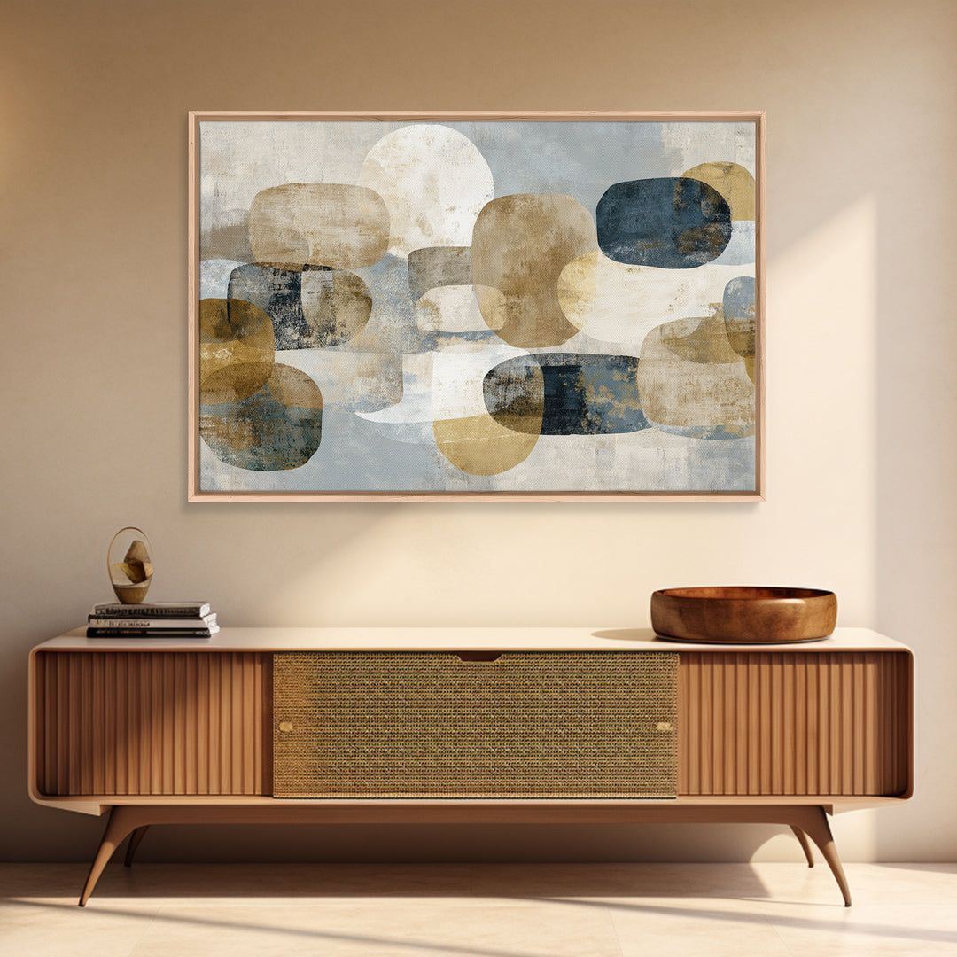 Large Modern Organic Shapes Framed Canvas Print, Above Sofa Art, Framed Wall Art, Living Room Decor, Fine Art, Statement, ASA-3x2-6