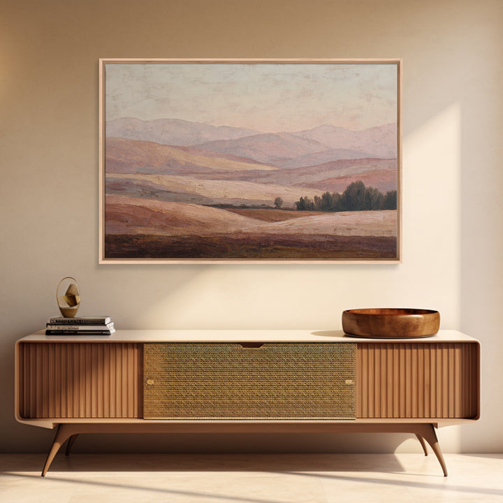 Sunlit Rolling Hills Framed Canvas Print, Above Sofa Art, Watercolor Painting, Living Room Decor, Fine Art, Statement, ASA-3x2-69