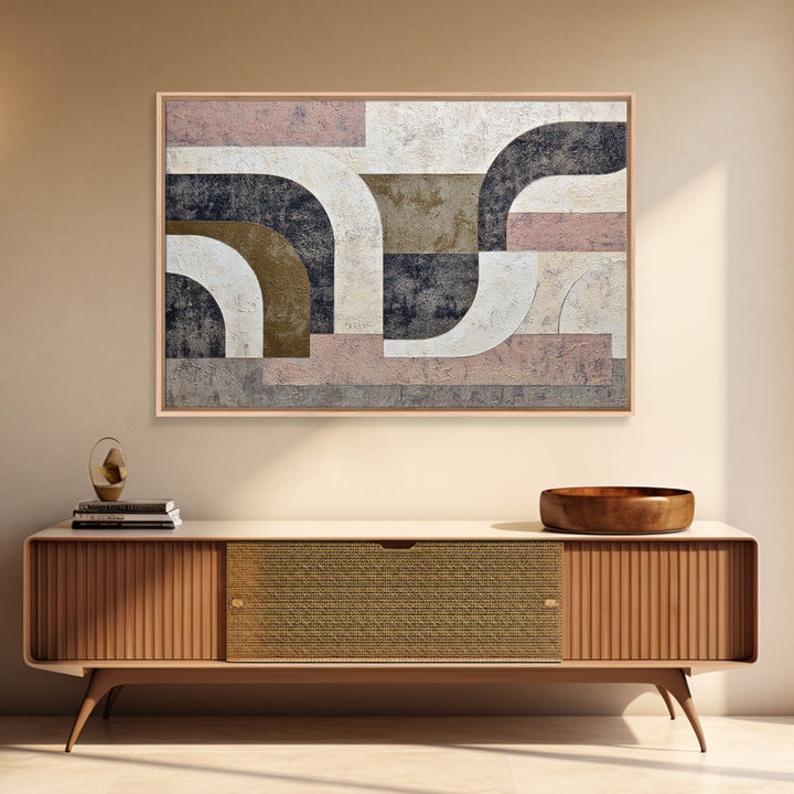 Luxury Monochrome Stone Composition Framed Canvas Print, Above Sofa Art, Textured Wall Art, Living Room Decor, Watercolor Art, ASA-3x2-71