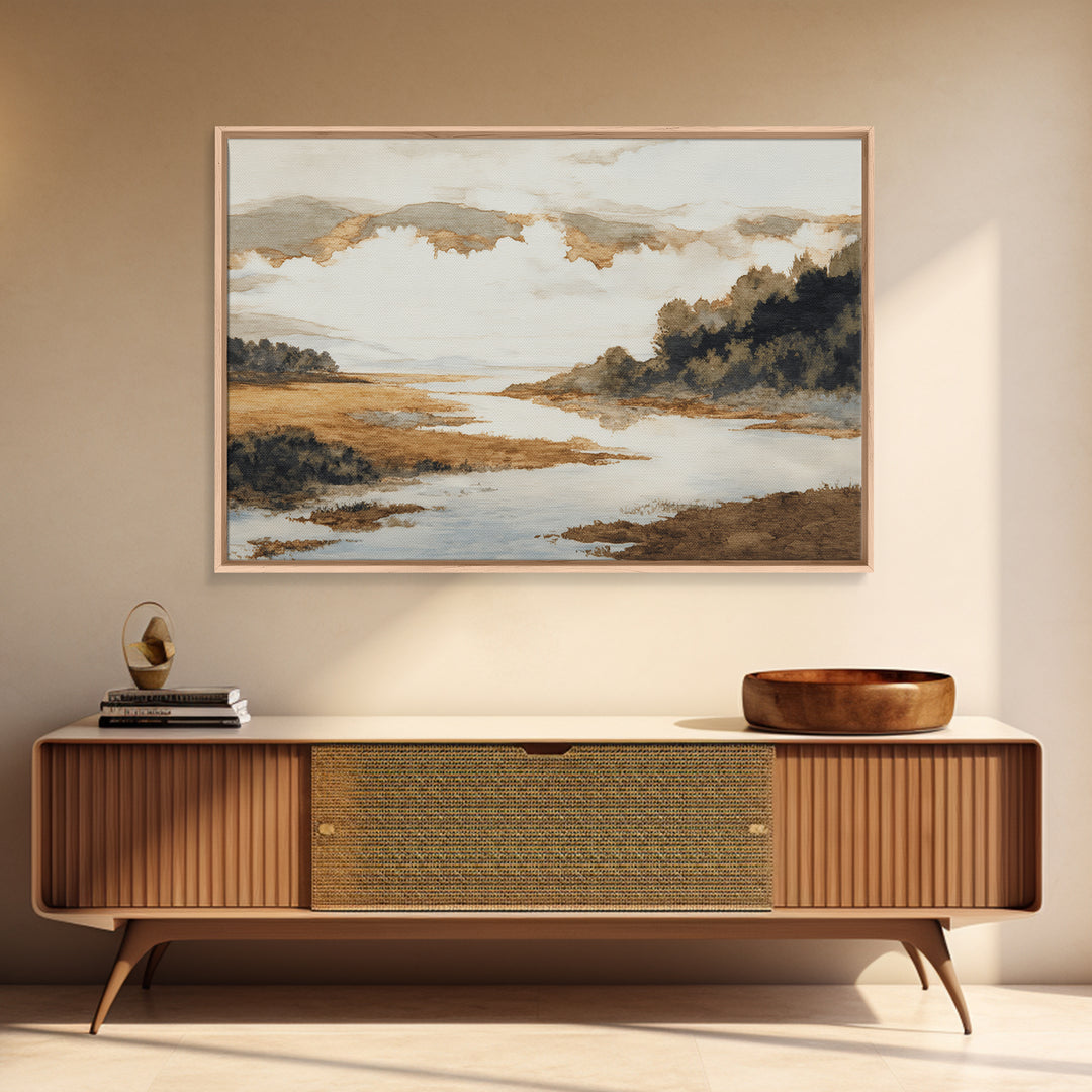Gallery Style Landscape with Expansive Negative Space Canvas Print, Above Sofa Art, Living Room Wall Art, Living Room Decor, ASA-3x2-76