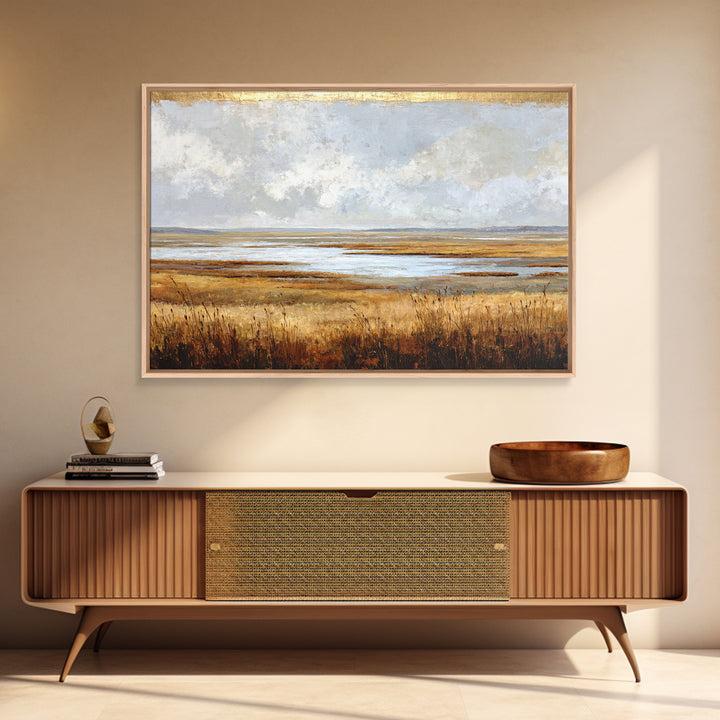 Oversized Abstract Landscape Framed Canvas Print, Above Sofa Art, Coastal Wall Art, Living Room Decor, Fine Art, Statement, ASA-3x2-77