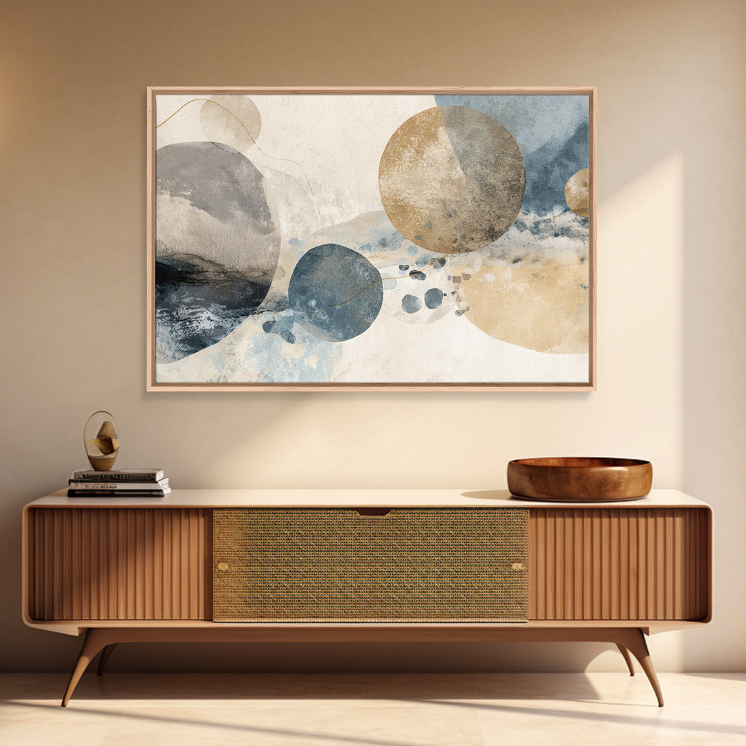 Large Modern Organic Shapes Framed Canvas Print, Above Sofa Art, Set of 3 Wall Art, Living Room Decor, Abstract Art, Statement, ASA-3x2-78