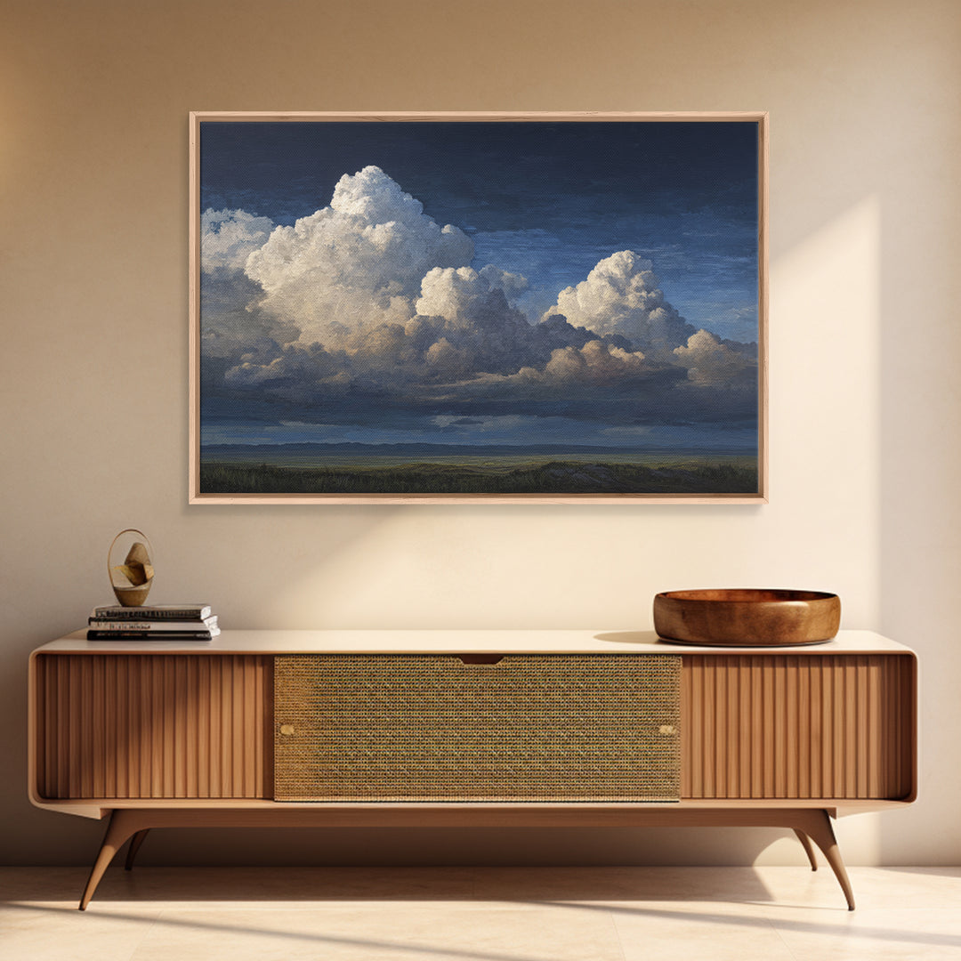Dramatic Cloudscape over a Distant Valley Canvas Print, Above Sofa Art, Living Room Wall Art, Living Room Decor, Statement, ASA-3x2-81