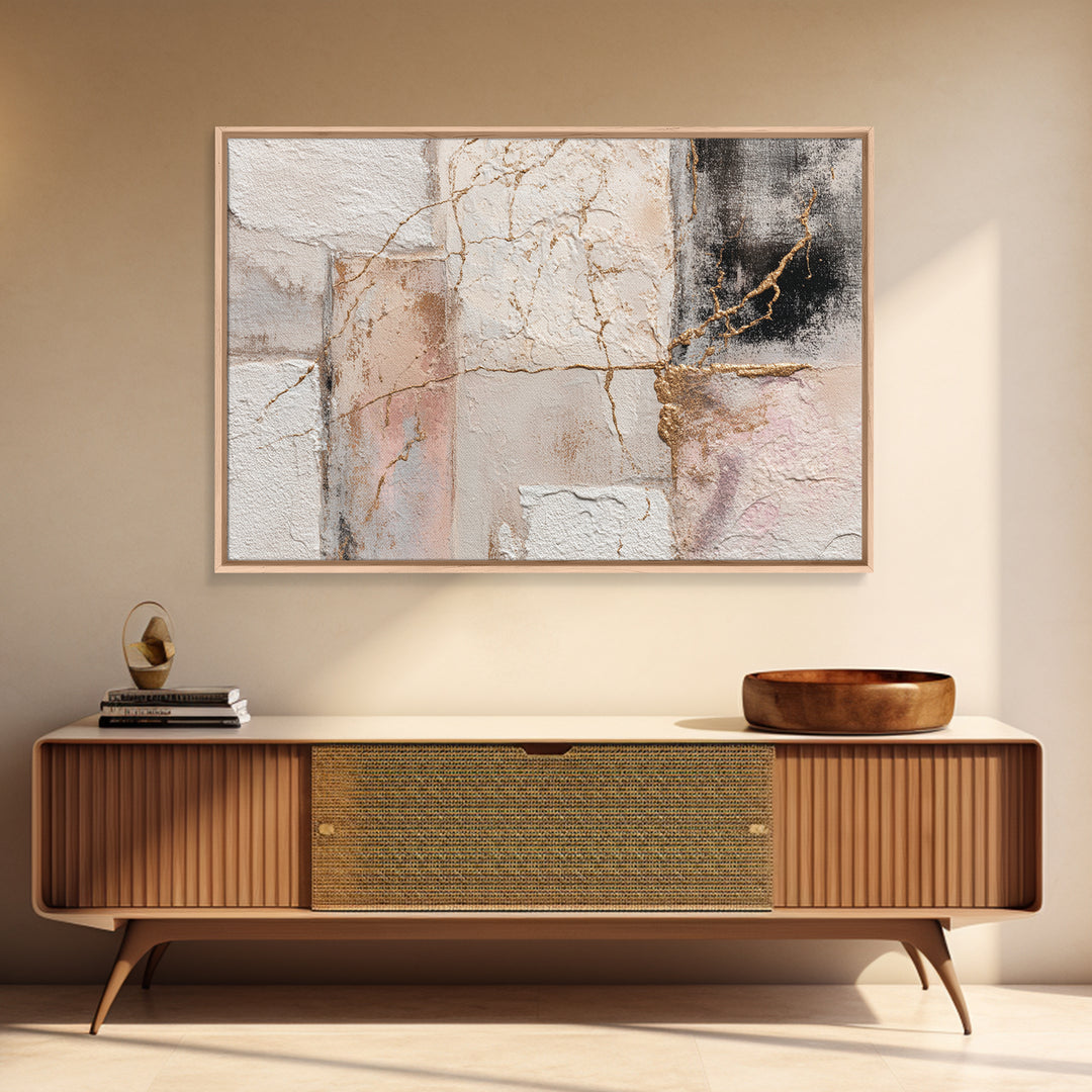 Textured Plaster Abstract Framed Canvas Print, Above Sofa Art, Above Bed Decor, Living Room Decor, Fine Art, Statement, ASA-3x2-87