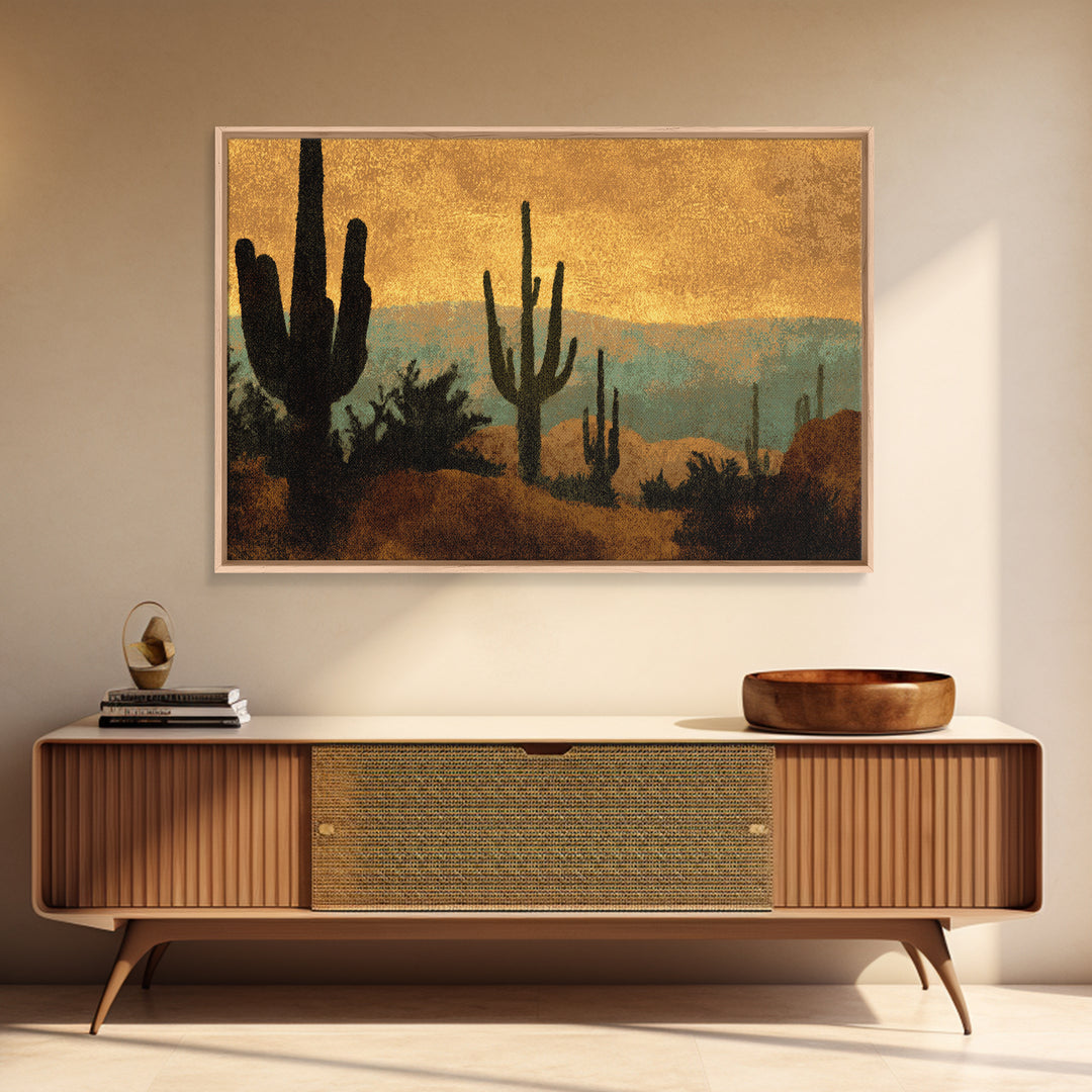 Desert Mesa Panorama Framed Canvas Print, Above Sofa Art, Minimalist Wall Art, Living Room Decor, Fine Art, Statement, ASA-3x2-96