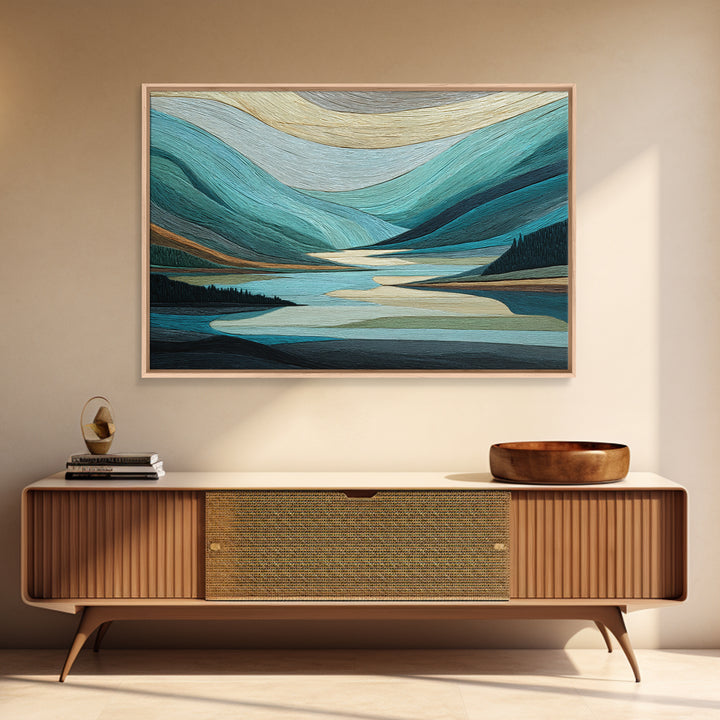 Abstract River Bends Framed Canvas Print, Above Sofa Art, Gallery Decor, Living Room Decor, Abstract Art, Statement, ASA-3x2-99