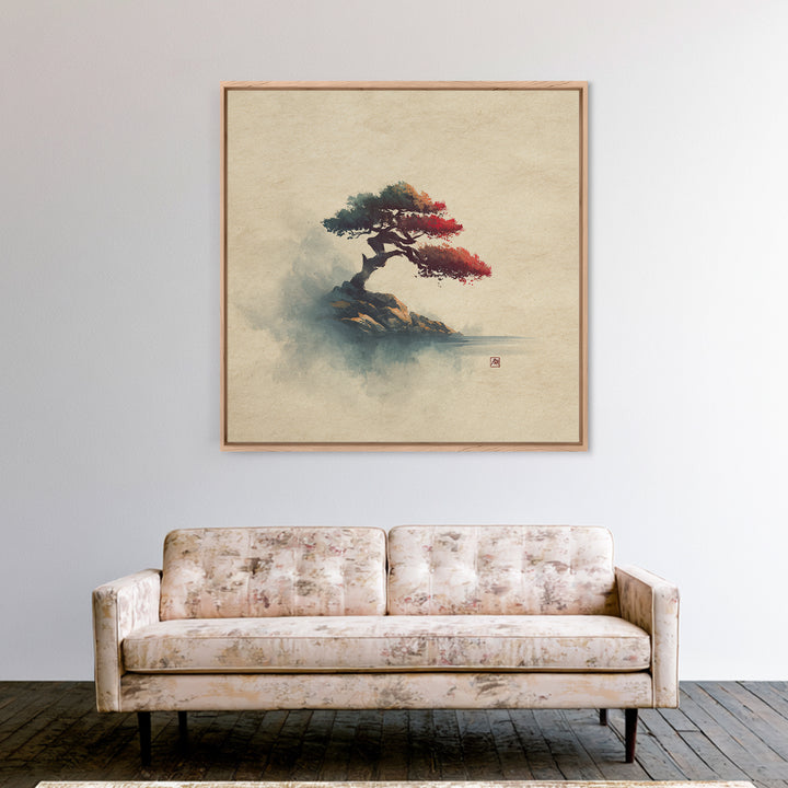 Bonsai Tree Study Framed Canvas Print, Asian Inspired Art, Zen Wall Art, Living Room Decor, Watercolor Art, Harmony, Art Print, ASI-1x1-34