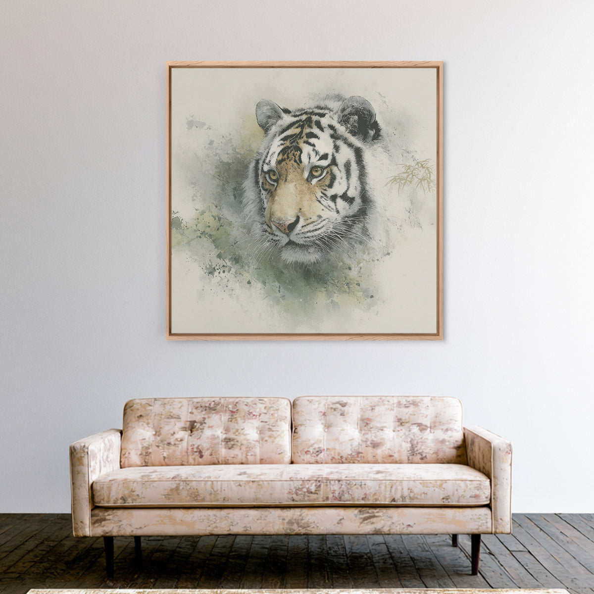 Tiger Portrait with Expressive Brush Ink Energy Canvas Print, Asian Inspired Art, Art Print, Living Room Decor, Harmony, ASI-1x1-40