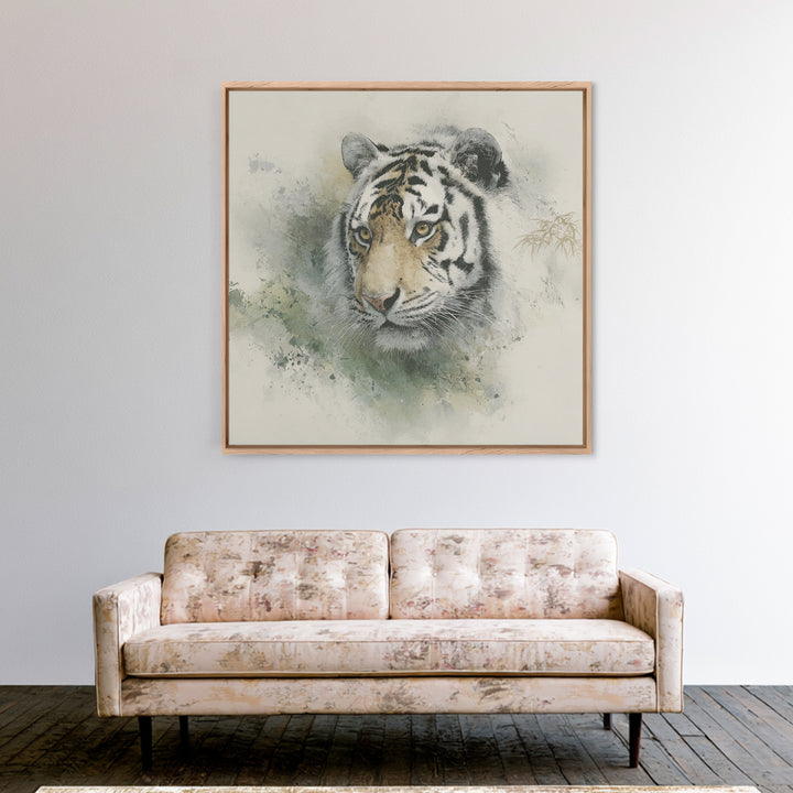 Tiger Portrait with Expressive Brush Ink Energy Canvas Print, Asian Inspired Art, Art Print, Living Room Decor, Harmony, ASI-1x1-40