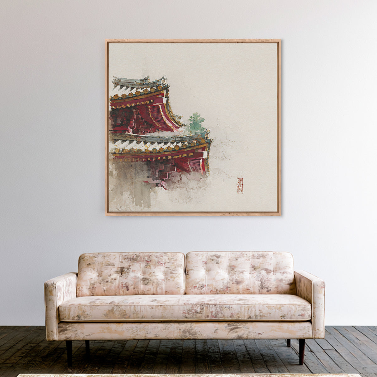 Temple Roof Detail Framed Canvas Print, Asian Inspired Art, Zen Wall Art, Living Room Decor, Fine Art, Harmony, Art Print, ASI-1x1-71