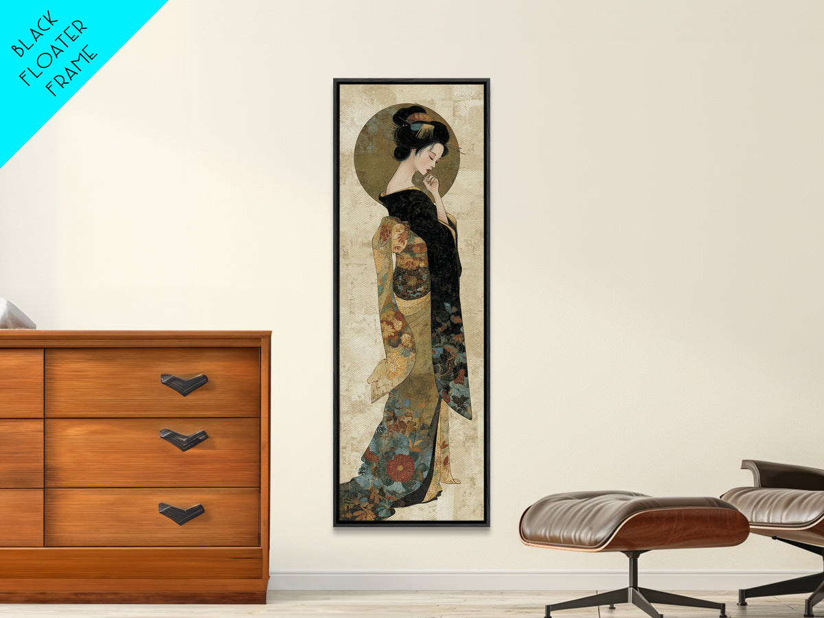Elegant Geisha Portrait Canvas Print, Asian Inspired Art, Modern Wall Decor, Living Room Decor, Oil Painting, Harmony, ASI-1x3-42
