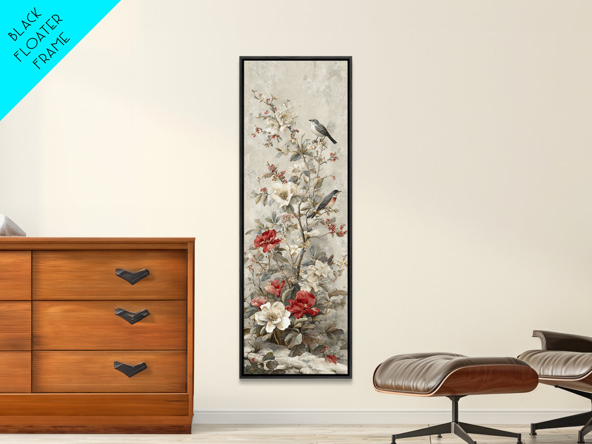 Fan Shaped Composition of Blossoms and Birds Canvas Print, Asian Inspired Art, Art Print, Living Room Decor, Fine Art, Harmony, ASI-1x3-77
